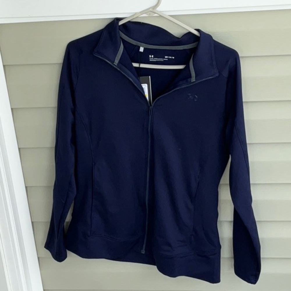 Under Armour Women’s Size Medium Navy Fitted water Resistant Jacket NEW